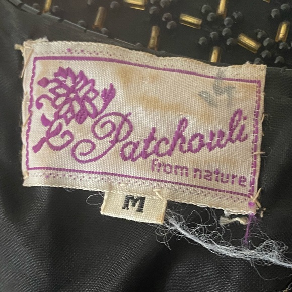 Vintage Black / Gold Beaded 100% SILK Evening Dress - Picture 11 of 14